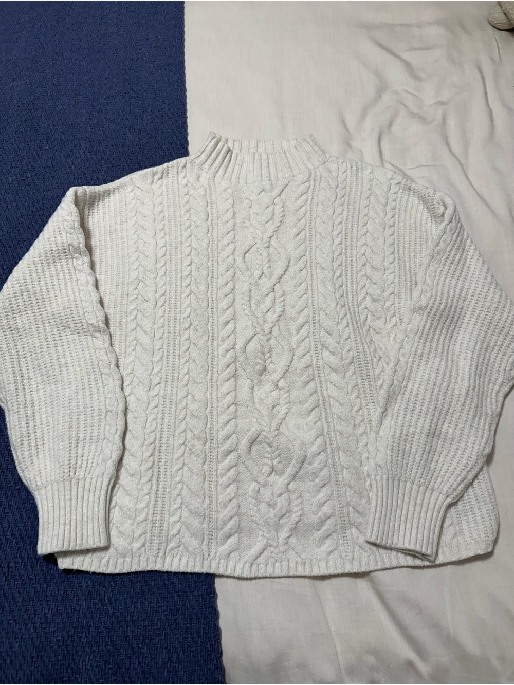 Old Navy Cream Cable Knit Mock Neck Sweater